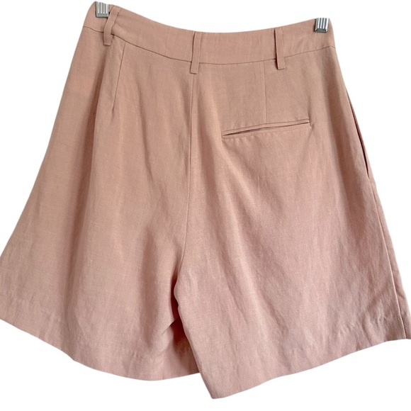 NIA ASH PINK LINEN BLEND TROUSER SHORTS SIZE SMALL - Picture 3 of 13